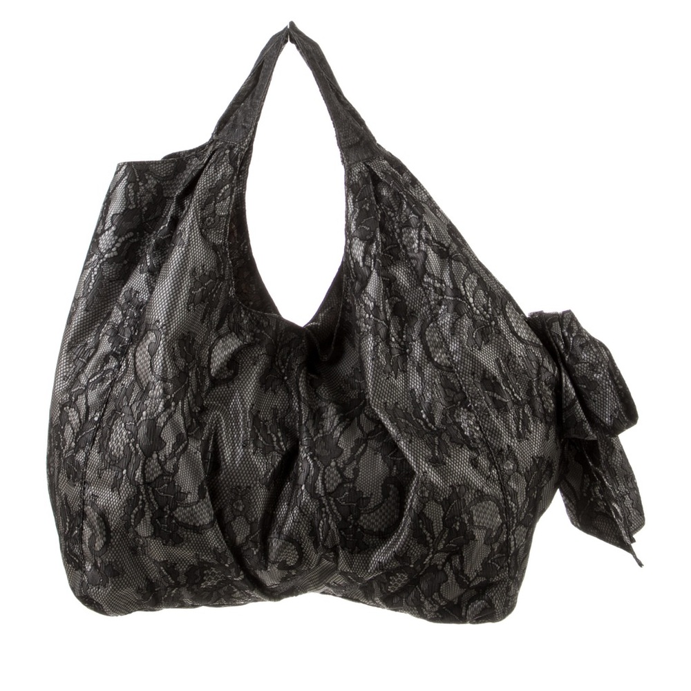 Valentino Black Lace Nuage Hobo Bow Bag